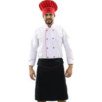 Conjunto Uniforme Cozinheiro Dólmã Chapéu e Avental de Chef - Wp Confecções