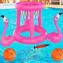 Conjunto Uniqhia 2 em 1: Basquete e Argolas Flutuantes para Piscina