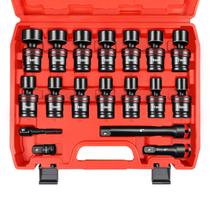 Conjunto Universal de Soquetes Métricos WETT de 18 Peças com Encaixe de 1/2"