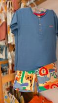Conjunto Up Baby Infantil Masculino Camiseta e Bermuda com Animais Estampados