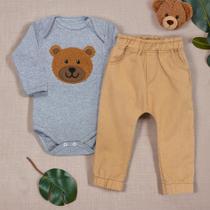 Conjunto Ursinho Para Bebê: Body Mescla Com Ecolinho Conjunto Ursinho Para Bebê: Body Mescla Com Ecolinho