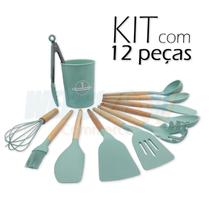 Conjunto utensilio silicone cozinha Verde