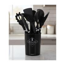Conjunto Utensílios 11 Pcs Silicone Cabo Plástico Gourmet Cor:preto Conjunto Utensílios 11 Pcs Silicone Cabo Plástico Gourmet Cor:preto