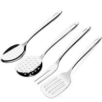 Conjunto Utensílios Cozinha Inox Espátula Garfo Trinchante Colher Para Arroz Escumadeira