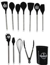 Conjunto Utensílios Cozinha Silicone 12 peças Preto - Quanhe
