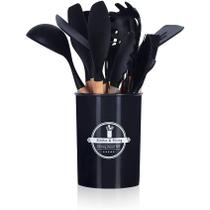 Conjunto Utensílios de Cozinha 12 Peças Preto Silicone