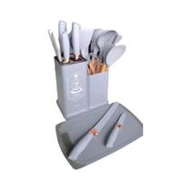 Conjunto Utensílios de Cozinha Silicone California 19 Peças Kit Completo KeHome Facas Suporte Conjunto Utensílios de Cozinha Silicone California 19 Peças Kit Completo KeHome Facas Suporte