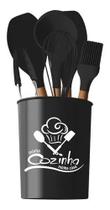 Conjunto Utensílios De Cozinha Silicone Prático - Preto