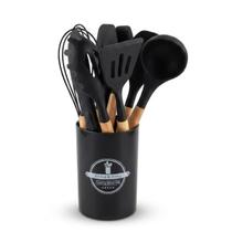 Conjunto Utensílios de Silicone Prático 12 Pçs Com Porta Talheres