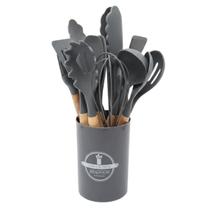 Conjunto Utensílios de Silicone Prático 12 Pçs Com Porta Talheres