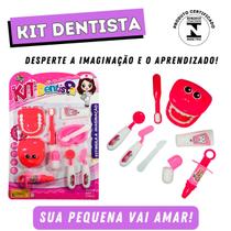 Conjunto Utensílios Kit Dentista Doutora Infantil Rosa Toy King 10 Pcs -Completo Educativo Dentinhos