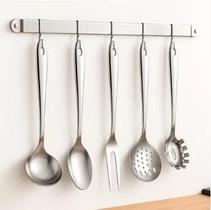 Conjunto Utensilios Para Cozinha Com Barra De Pendurar 6 Pçs Inox Conjunto Utensilios Para Cozinha Com Barra De Pendurar 6 Pçs Inox