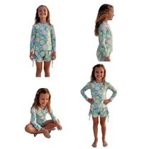 Conjunto UV moda praia infantil menina