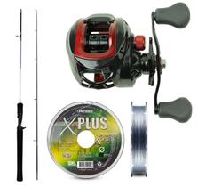 Conjunto Vara Carbono New Diamond 1,68m 6-12lbs + Carretilha + Linha Multifilamento (Ref. 21)