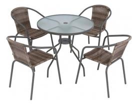 Conjunto Varanda 5 Pecas Rattan - Mesa E 4 Cadeiras