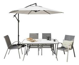 Conjunto Varanda 6 Pecas Cinza - Ombrelone, Mesa E Cadeiras