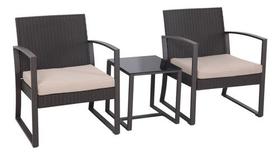 Conjunto Varanda E Jardim 3 Pecas Aco Vime Rattan - Square Conjunto Varanda E Jardim 3 Pecas Aco Vime Rattan - Square