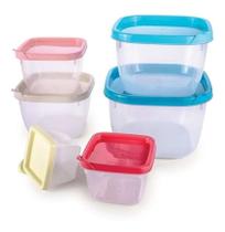 Conjunto Vasilha Potes Plástico Quadrado Organizador Cozinha