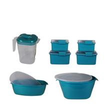Conjunto vasilhas para alimentos plastica com tampa 7 peças