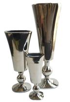 Conjunto Vasos Clássicos Alumínio Prateado Base Impecável Conjunto Vasos Clássicos Alumínio Prateado Base Impecável