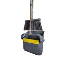 Conjunto Vassoura e Pá Dobrável com Cabo em Aço Inox Resistente Cinza - Flytex