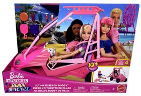 Conjunto Veículo Carro Buggy Rosa De Boneca Com Acessórios Os Mistérios Da Barbie Detetives Da Praia Mattel Brinquedos