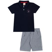 Conjunto Veleiro Camiseta Polo e Bermuda em Listra - Nini Bambini