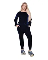 Conjunto Veludo Plush Inverno Blusa e Calça Jogger Com Bolso Confortável