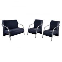 Conjunto Vênus 2 Poltronas de 1 Lugar e 1 de 2 Lugares Braço Alumínio D Salla Suede