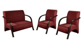 Conjunto Vênus 2 Poltronas de 1 Lugar e 1 de 2 Lugares Braço Madeira DSalla Suede Conjunto Vênus 2 Poltronas de 1 Lugar e 1 de 2 Lugares Braço Madeira DSalla Suede