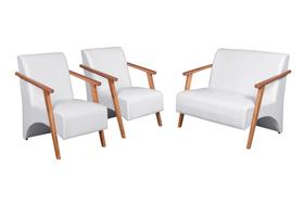 Conjunto Venus Braços em Madeira Maciça 1 Namoradeira 2 Poltronas material sintético Conjunto Venus Braços em Madeira Maciça 1 Namoradeira 2 Poltronas material sintético