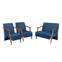Conjunto Venus Braços Em Madeira Maciça 1 Namoradeira 2 Poltronas Suede Unidecor Azul Bic Conjunto Venus Braços Em Madeira Maciça 1 Namoradeira 2 Poltronas Suede Unidecor Azul Bic