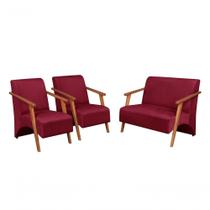Conjunto Venus Braços Em Madeira Maciça 1 Namoradeira 2 Poltronas Suede Unidecor Bordô Conjunto Venus Braços Em Madeira Maciça 1 Namoradeira 2 Poltronas Suede Unidecor Bordô