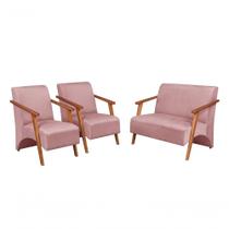 Conjunto Venus Braços Em Madeira Maciça 1 Namoradeira 2 Poltronas Suede Unidecor Rosa Conjunto Venus Braços Em Madeira Maciça 1 Namoradeira 2 Poltronas Suede Unidecor Rosa