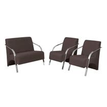 Conjunto Vênus Pé Alumínio 1 Namoradeira 2 Polt.Suede Marrom