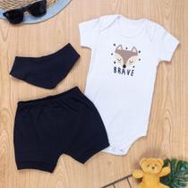 Conjunto Verão Bebê com Bandana Raposinha Branca