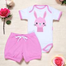 Conjunto Verão de Bebê Rosa Coelhinha - Fofo e Confortável