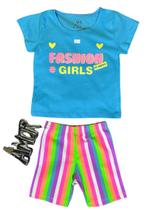 Conjunto Verão Feminino Blusinha e Short Raga Kids Moda