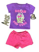 Conjunto Verão Feminino Blusinha e Short Raga Kids Pipoca