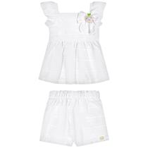 Conjunto verão infantil Angero Morango Laço Stella e short cor:BRANCOtamanho:8 Conjunto verão infantil Angero Morango Laço Stella e short cor:BRANCOtamanho:8