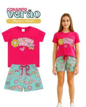 Conjunto Verão Infantil Juvenil Feminino Blusinha e Shorts em Algodão + Cotton Roupa Menina Tamanhos 10 12 14 16 Conjunto Verão Infantil Juvenil Feminino Blusinha e Shorts em Algodão + Cotton Roupa Menina Tamanhos 10 12 14 16