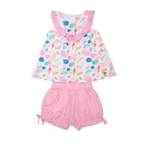 Conjunto Verão Infantil Menina Com Estampa De Oceano Conjunto Verão Infantil Menina Com Estampa De Oceano