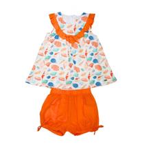 Conjunto Verão Infantil Menina Com Estampa De Oceano