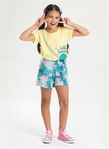 Conjunto Verão Menina Amarelo Blusa e Shorts Saia Concha do Mar Conjunto Verão Menina Amarelo Blusa e Shorts Saia Concha do Mar