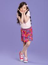 Conjunto Verão Menina Infantil Rosa Blusa e Shorts saia Arara