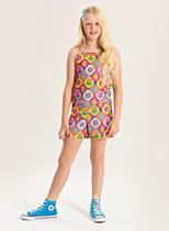 Conjunto Verão Menina Laranja Cropped de Alcinha e Shorts Flores e Folhas