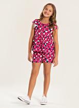 Conjunto Verão Menina Marinho Cropped com Babado e Shorts Flores Conjunto Verão Menina Marinho Cropped com Babado e Shorts Flores