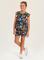 Conjunto Verão Menina Marinho Cropped com Babado e Shorts Tucano Conjunto Verão Menina Marinho Cropped com Babado e Shorts Tucano