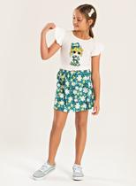 Conjunto Verão Menina Natural Blusa com Babado e Saia Boneca Florida