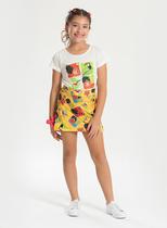 Conjunto Verão Menina Natural Blusa e Shorts Saia Tucano Tropical